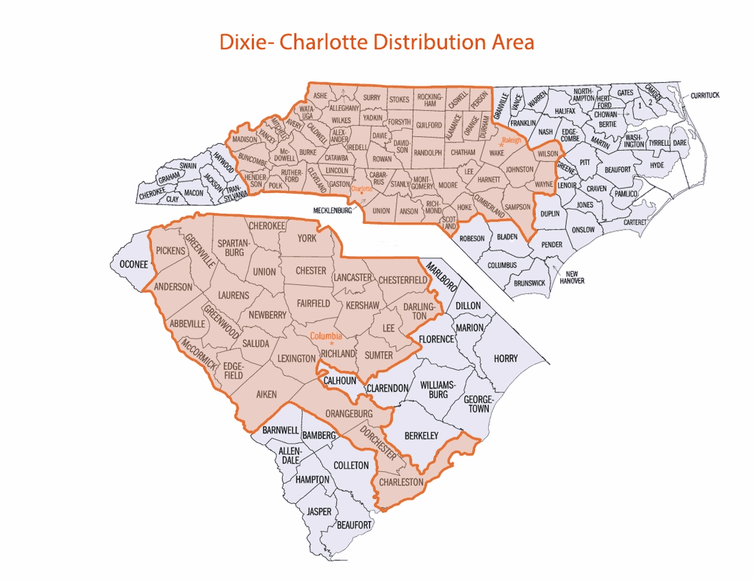 DIXIEPLY Distribution Map Charlotte NC
